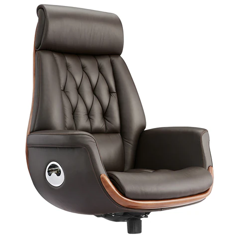 Кресло без пятилучия HAWASAN PREMIUM "GALANT EX-805", до 200 кг, синхромеханизм, натуральная кожа, цвет коричневый, 641942