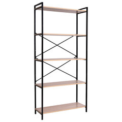 Стеллаж BRABIX &laquo;SMART SH-004&raquo;, 904&times;360&times;1950 мм, ЛОФТ, 5 полок, металл/<wbr/>ЛДСП ясень шимо светлый, каркас черный, 641943