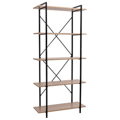 Стеллаж BRABIX &laquo;SMART SH-004&raquo;, 904&times;360&times;1950 мм, ЛОФТ, 5 полок, металл/<wbr/>ЛДСП ясень шимо светлый, каркас черный, 641943