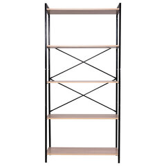 Стеллаж BRABIX &laquo;SMART SH-004&raquo;, 904&times;360&times;1950 мм, ЛОФТ, 5 полок, металл/<wbr/>ЛДСП ясень шимо светлый, каркас черный, 641943