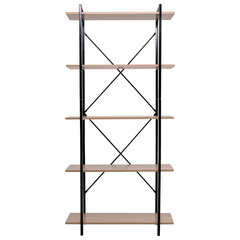 Стеллаж BRABIX &laquo;SMART SH-004&raquo;, 904&times;360&times;1950 мм, ЛОФТ, 5 полок, металл/<wbr/>ЛДСП ясень шимо светлый, каркас черный, 641943