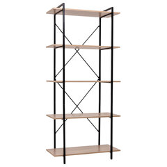 Стеллаж BRABIX &laquo;SMART SH-004&raquo;, 904&times;360&times;1950 мм, ЛОФТ, 5 полок, металл/<wbr/>ЛДСП бунратти, каркас черный, 641944