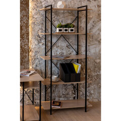 Стеллаж BRABIX &laquo;SMART SH-004&raquo;, 904&times;360&times;1950 мм, ЛОФТ, 5 полок, металл/<wbr/>ЛДСП бунратти, каркас черный, 641944