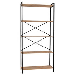 Стеллаж BRABIX "SMART SH-004", 790х360х1950 мм, ЛОФТ, 5 полок, металл/ЛДСП бунратти, каркас черный, 641944