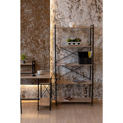 Стеллаж BRABIX &laquo;SMART SH-004&raquo;, 904&times;360&times;1950 мм, ЛОФТ, 5 полок, металл/<wbr/>ЛДСП бунратти, каркас черный, 641944