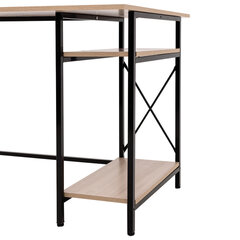 Стол BRABIX &laquo;SMART CD-018&raquo;, 1100&times;600&times;765 мм, ЛОФТ, 2 полки, металл/<wbr/>ЛДСП ясень шимо светлый, каркас черный, 641945