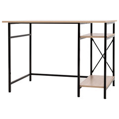 Стол BRABIX &laquo;SMART CD-018&raquo;, 1100&times;600&times;765 мм, ЛОФТ, 2 полки, металл/<wbr/>ЛДСП ясень шимо светлый, каркас черный, 641945