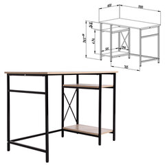 Стол BRABIX &laquo;SMART CD-018&raquo;, 1100&times;600&times;765 мм, ЛОФТ, 2 полки, металл/<wbr/>ЛДСП ясень шимо светлый, каркас черный, 641945