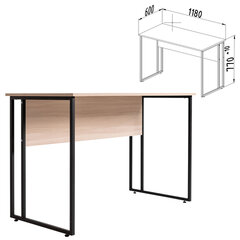 Стол BRABIX &laquo;SMART CD-019&raquo;, 1180&times;600&times;770 мм, ЛОФТ, металл/<wbr/>ЛДСП ясень шимо светлый, каркас черный, 641947