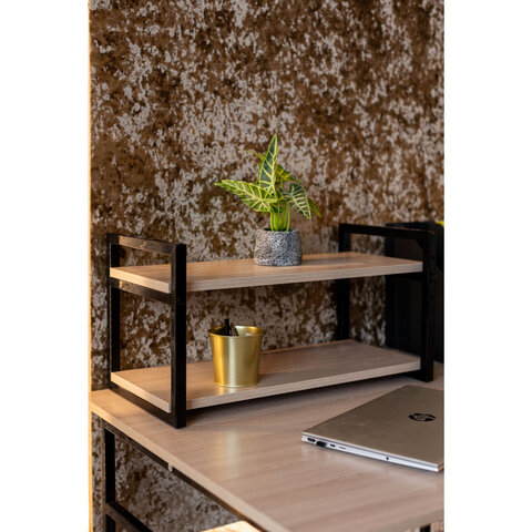 Полка BRABIX "SMART WS-002", 580х290х300 мм, ЛОФТ, 2 полки, металл/ЛДСП ясень шимо светлый, 641951