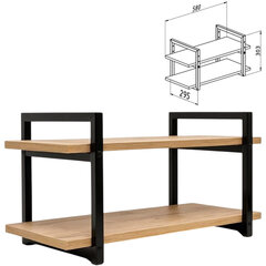 Полка BRABIX &laquo;SMART WS-002&raquo;, 580&times;290&times;300 мм, ЛОФТ, 2 полки, металл/<wbr/>ЛДСП бунратти, 641952