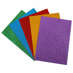Пористая резина/<wbr/>фоамиран А4, 2 мм, НАБОР, 5 листов, 5 цветов, яркие цвета, блестки, ОСТРОВ СОКРОВИЩ, 660078