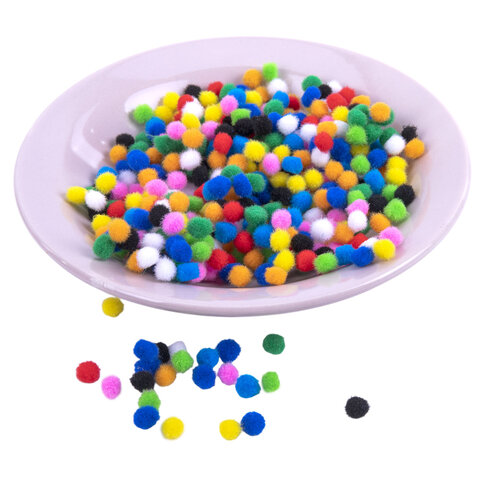 Помпоны для творчества, 10 цветов, 8 мм, 60 шт., ОСТРОВ СОКРОВИЩ, 661422 - фото 2