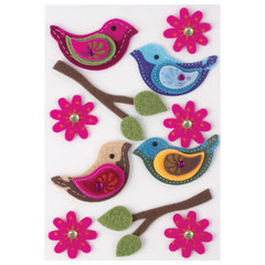 Наклейки из фетра &laquo;Птички&raquo;, 11 шт., ассорти, ОСТРОВ СОКРОВИЩ, 661483