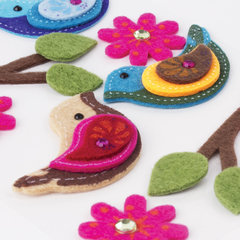 Наклейки из фетра &laquo;Птички&raquo;, 11 шт., ассорти, ОСТРОВ СОКРОВИЩ, 661483