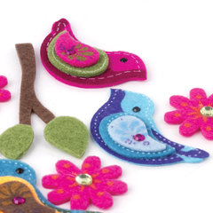 Наклейки из фетра &laquo;Птички&raquo;, 11 шт., ассорти, ОСТРОВ СОКРОВИЩ, 661483