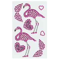 Наклейки готовые из страз ФЛАМИНГО, 8 декоративных элементов, 9,5&times;15,5 см, ОСТРОВ СОКРОВИЩ, 661565