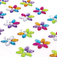 Стразы самоклеящиеся &laquo;Цветы&raquo;, радужные, 20 мм, 24 шт., на подложке, ОСТРОВ СОКРОВИЩ, 661573