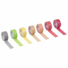 Клейкие WASHI-ленты для декора &laquo;ПАСТЕЛЬ&raquo;, 7 теплых цветов, 15 мм х 3 м, рисовая бумага, ОСТРОВ СОКРОВИЩ, 661700