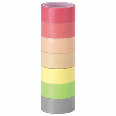 Клейкие WASHI-ленты для декора &laquo;ПАСТЕЛЬ&raquo;, 7 теплых цветов, 15 мм х 3 м, рисовая бумага, ОСТРОВ СОКРОВИЩ, 661700