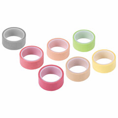 Клейкие WASHI-ленты для декора &laquo;ПАСТЕЛЬ&raquo;, 7 теплых цветов, 15 мм х 3 м, рисовая бумага, ОСТРОВ СОКРОВИЩ, 661700