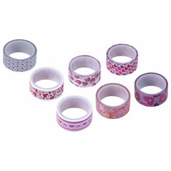 Клейкие WASHI-ленты для декора &laquo;СЕРДЦА&raquo;, 15 мм х 3 м, 7 цветов, рисовая бумага, ОСТРОВ СОКРОВИЩ, 661708