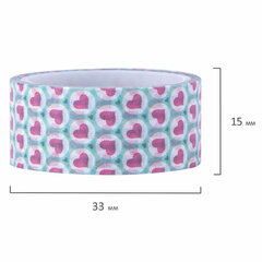 Клейкие WASHI-ленты для декора &laquo;СЕРДЦА&raquo;, 15 мм х 3 м, 7 цветов, рисовая бумага, ОСТРОВ СОКРОВИЩ, 661708