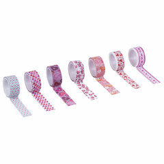 Клейкие WASHI-ленты для декора &laquo;СЕРДЦА&raquo;, 15 мм х 3 м, 7 цветов, рисовая бумага, ОСТРОВ СОКРОВИЩ, 661708