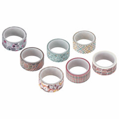 Клейкие WASHI-ленты для декора &laquo;Микс №3&raquo;, 15 мм х 3 м, 7 цветов, рисовая бумага, ОСТРОВ СОКРОВИЩ, 661711