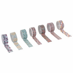 Клейкие WASHI-ленты для декора &laquo;Микс №3&raquo;, 15 мм х 3 м, 7 цветов, рисовая бумага, ОСТРОВ СОКРОВИЩ, 661711