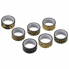 Клейкие WASHI-ленты для декора с фольгой &laquo;ЧЕРНОЕ ЗОЛОТО&raquo;, 15 мм х 3 м, 7 шт., рисовая бумага, ОСТРОВ СОКРОВИЩ, 661714