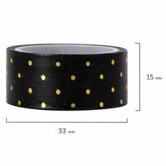 Клейкие WASHI-ленты для декора с фольгой &laquo;ЧЕРНОЕ ЗОЛОТО&raquo;, 15 мм х 3 м, 7 шт., рисовая бумага, ОСТРОВ СОКРОВИЩ, 661714