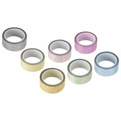 Клейкие ленты полимерные для декора с блестками &laquo;ПАСТЕЛЬ&raquo;, 15 мм х 3 м, 7 цветов, ОСТРОВ СОКРОВИЩ, 661716