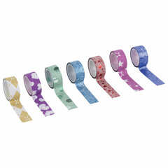 Клейкие ленты полимерные для декора с блестками &laquo;УЗОРЫ&raquo;, 15 мм х 3 м, 7 цветов, ОСТРОВ СОКРОВИЩ, 661718