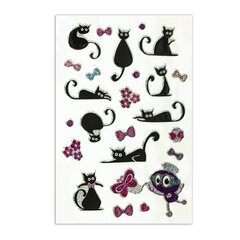 Наклейки зефирные &laquo;Кошки&raquo;, многоразовые, с блестками, 10&times;15 см, ЮНЛАНДИЯ, 661825