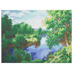 Картина стразами (алмазная мозаика) 30&times;40 см, ОСТРОВ СОКРОВИЩ &laquo;На берегу реки&raquo;, без подрамника, 662407
