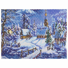 Картина стразами (алмазная мозаика) 30&times;40 см, ОСТРОВ СОКРОВИЩ &laquo;Зимний пейзаж&raquo;, без подрамника, 662408
