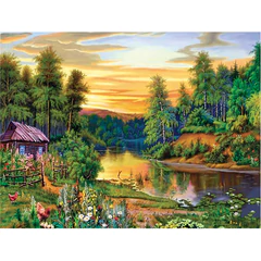 Картина стразами (алмазная мозаика) 40&times;50 см, ОСТРОВ СОКРОВИЩ &laquo;Домик в лесу&raquo;, без подрамника, 662417