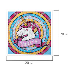 Картина стразами (алмазная мозаика) 20&times;20 см, ЮНЛАНДИЯ &laquo;Единорог&raquo;, в деревянной рамке, 662436