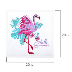 Картина стразами (алмазная мозаика) 20&times;20 см, ЮНЛАНДИЯ &laquo;Фламинго&raquo;, в деревянной рамке, 662438