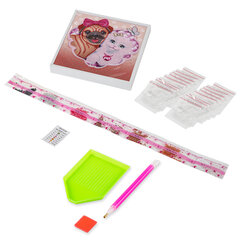 Картина стразами (алмазная мозаика) 20&times;20 см, ЮНЛАНДИЯ &laquo;Пушистые друзья&raquo;, в деревянной рамке, 662439