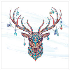 Картина стразами (алмазная мозаика) сияющая 30&times;30 см, ОСТРОВ СОКРОВИЩ &laquo;Этнический олень&raquo;, без подрамника, 662445