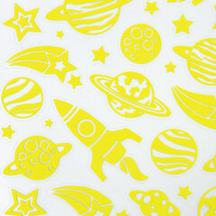 Наклейки флуоресцентные &laquo;Космос&raquo;, светятся в темноте, 44 штуки, ассорти, 14&times;21 см, ЮНЛАНДИЯ, 662694