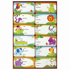 Наклейки для маркировки школьных принадлежностей &laquo;Зверушки&raquo;, 12 штук, 14&times;21 см, ЮНЛАНДИЯ, 662708