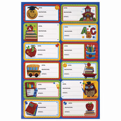 Наклейки для маркировки школьных принадлежностей &laquo;Школа&raquo;, 12 штук, ассорти, 14&times;21 см, ЮНЛАНДИЯ, 662711