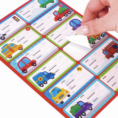 Наклейки для маркировки школьных принадлежностей &laquo;Машинки&raquo;, 12 штук, 14&times;21 см, ЮНЛАНДИЯ, 662712