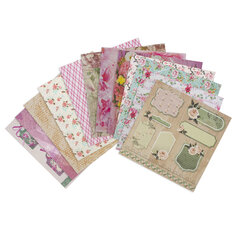 Бумага для скрапбукинга 15&times;15 см &laquo;Шебби-шик&raquo;, двусторонняя, 12 листов, 12 дизайнов, 180 г/<wbr/>м<sup>2</sup>, ОСТРОВ СОКРОВИЩ, 662761