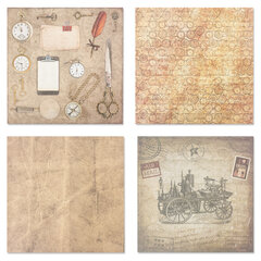 Бумага для скрапбукинга 30&times;30 см &laquo;Ретро&raquo;, двусторонняя, 12 листов, 12 дизайнов, 180 г/<wbr/>м<sup>2</sup>, ОСТРОВ СОКРОВИЩ, 662767