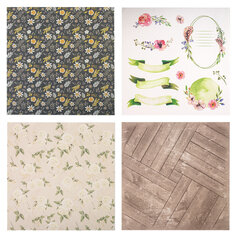 Бумага для скрапбукинга 30&times;30 см &laquo;Рустик&raquo;, двусторонняя, 12 листов, 12 дизайнов, 180 г/<wbr/>м<sup>2</sup>, ОСТРОВ СОКРОВИЩ, 662770