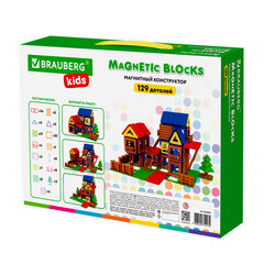 Магнитный конструктор MEGA MAGNETIC BUILD BLOCKS-129 &laquo;Построй дом&raquo;, 129 деталей, BRAUBERG KIDS, 663850
